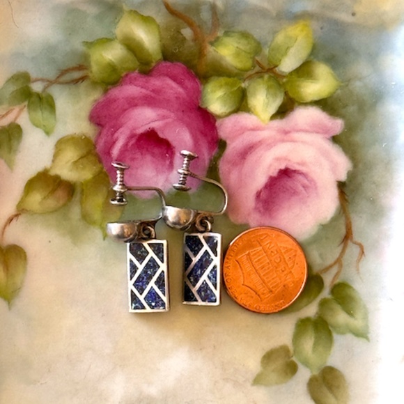 Margot de Taxco Blue Confetti Enamel Sterling Silver Bracelet & earrings - Picture 5 of 13